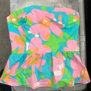Lily Pulitzer Strapless Peplum Top
